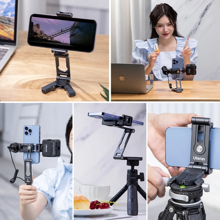 Ulanzi Crab Tripod Foldable Portable Tripod Monopod Phone Holder Mount With Dual Cold Shoe Support Horizontal and vertical shot