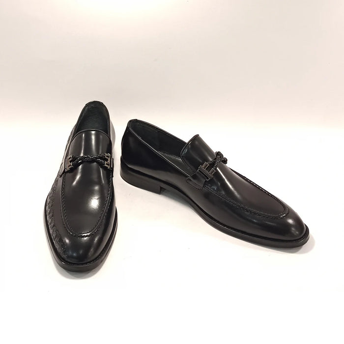 Luxury Men Black Dress Shoes Classic Style Genuine Leather Italian Mold Pointed Toe Slip On Formal Wedding Office Party Shoes