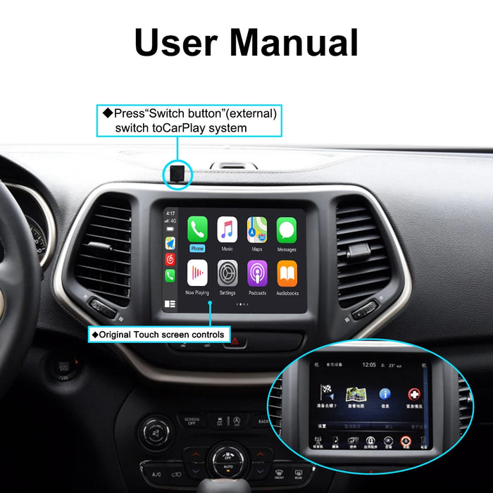 JoyeAuto Wireless CarPlay Retrofit Kit Decoder for Jeep Grand Cherokee Commmander Compass Uconnect 8.4 2014-2020MY Android Auto