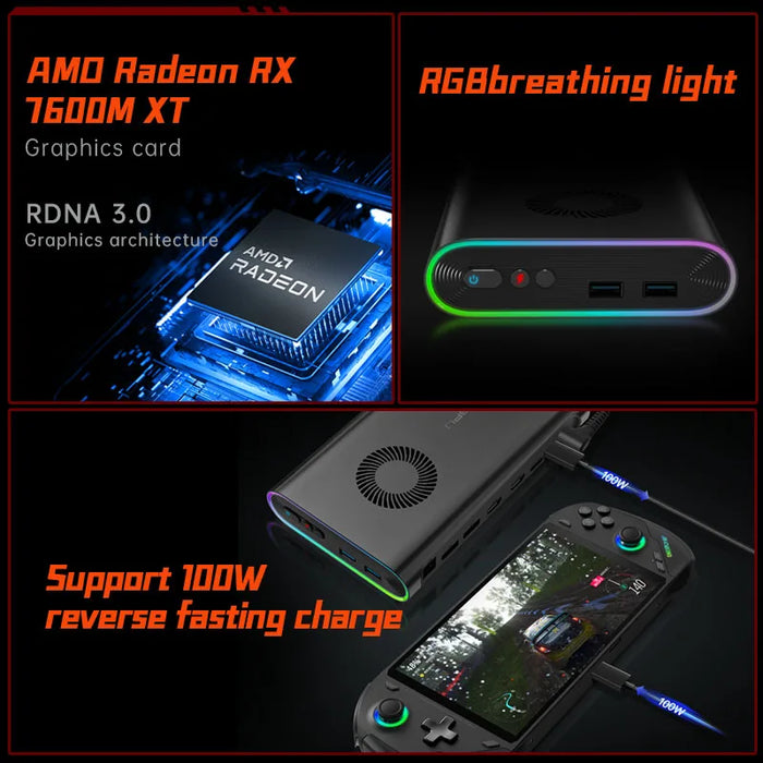 OneXPlayer Onexgpu AMD Radeon RX 7600M XT Mobile Graphics Oculink Graphics Card Expansion Dock 8GB GDDR6 USB4 Thunderbolt 4