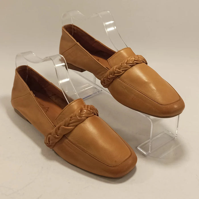 Women Genuine Leather Moccasins Walk Shoes Tan Color Soft Bottom Foldable Driving Loafers Casual Footwear Slip-On Work Flats