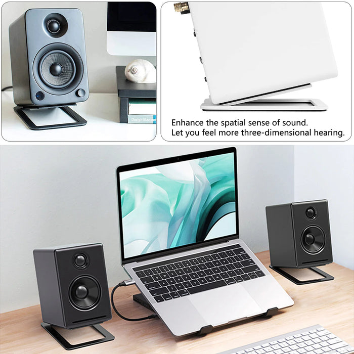 Speaker Stand for Enhanced Stereo Sound and Shock Absorption, Speaker Base for Laptop Speaker Support or Desktop Speaker Bracket