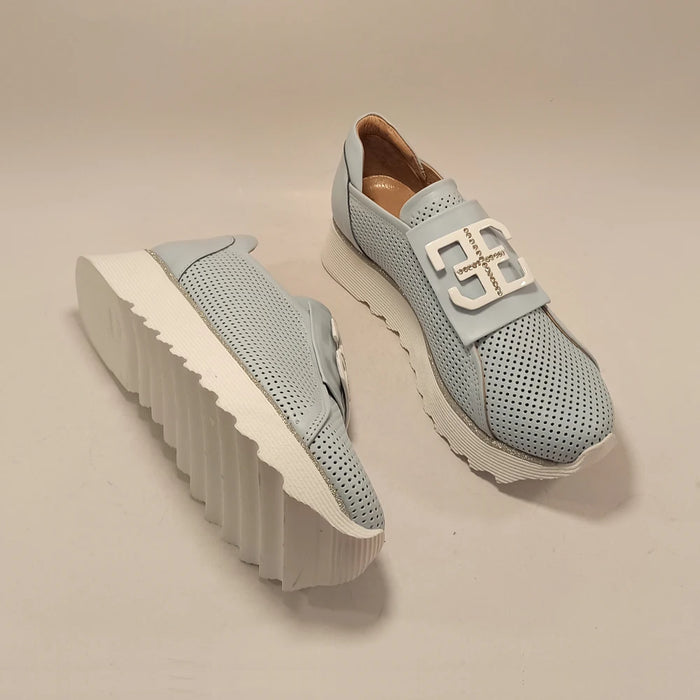 Women Genuine Leather Platform Sneakers Blue Spring Summer Fashion Casual Lightweight Breathable Sport Walking Running Shoes