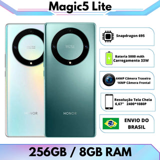 Honor Magic 5 Lite 5G 256GB ROM / 8GB RAM | Envio do Brasil | Smartphone 5G , Processador Snapdragon 995, Bateria 5100 mah