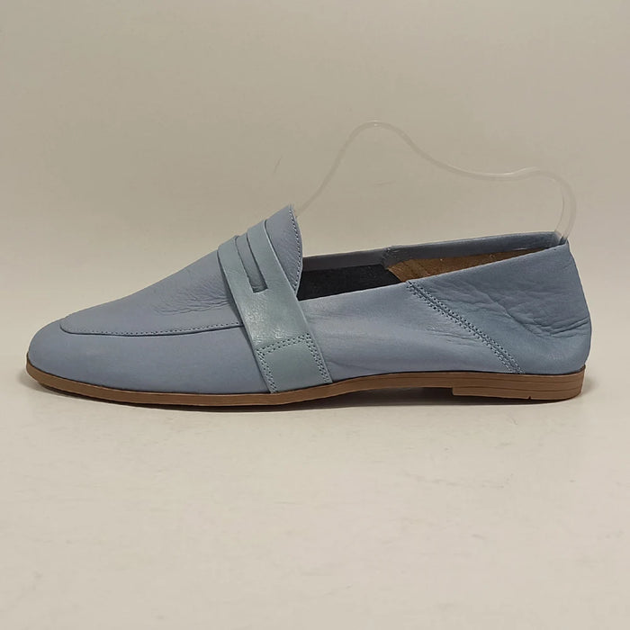 Women Genuine Leather Ballets Walk Shoes Blue Color Soft Bottom Foldable Driving Loafers Casual Footwear Slip-On Work Flats