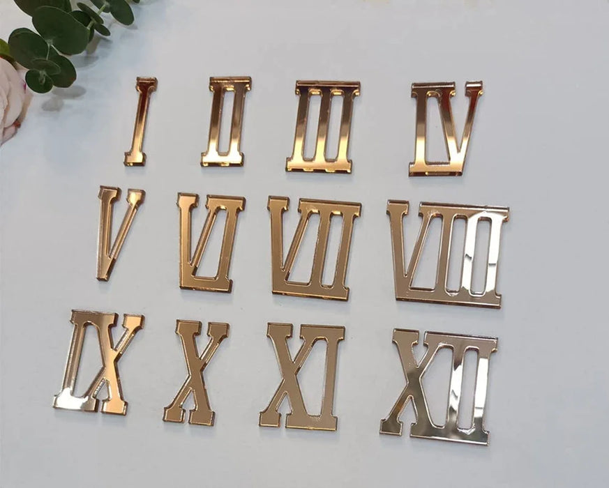 12pcs Wooden Roman Numerals Shape ,Unfinished Acrylic Cutouts Numerics,Numbers Ornaments Clock Craft Decoration