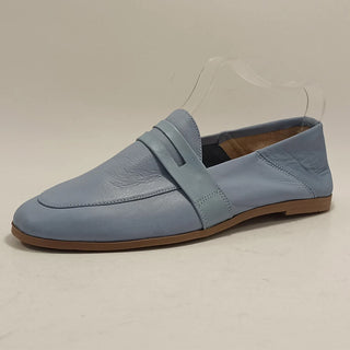 Women Genuine Leather Ballets Walk Shoes Blue Color Soft Bottom Foldable Driving Loafers Casual Footwear Slip-On Work Flats