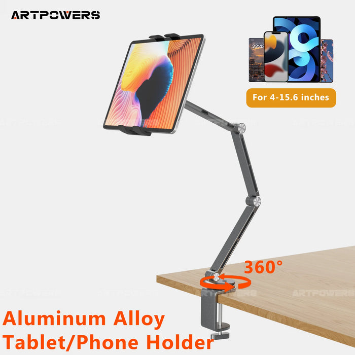 Artpowers Tablet Holder Support for Pad Portable Monitor Holder Phone Stand Laptop Adjustable Rotating Tablet Clip Holder  Mount