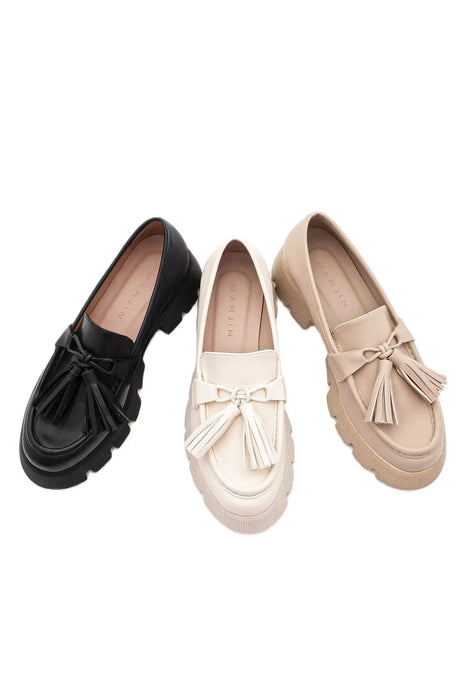 Women's Loafer Tırtıklı Thick Sole Tassels Casual Shoes Heli ecru Stylish Design Daily Use