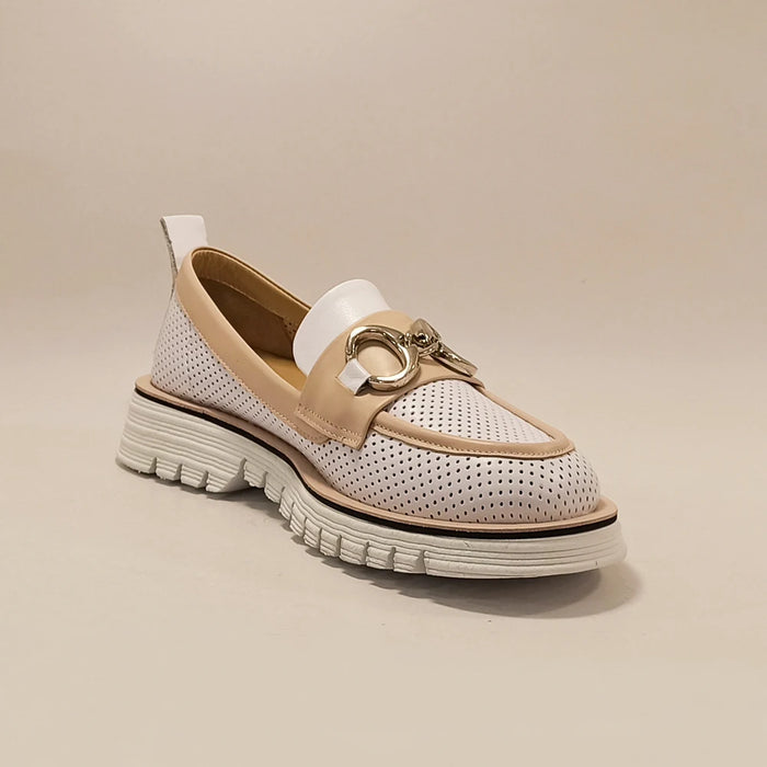 Women's Slip on Walking Shoes Genuine Leather Shallow Flats Spring Summer Hollow Breathable Handmade Casual Office Footwear