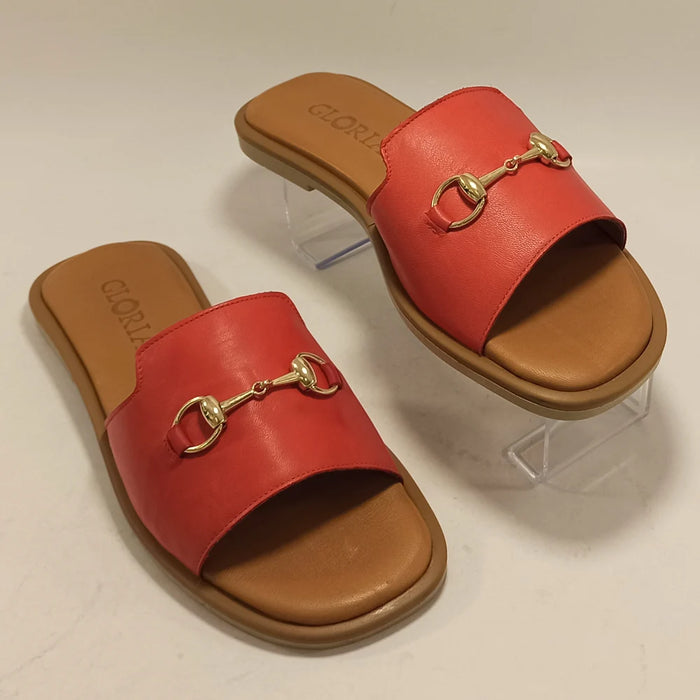 Women Red Slippers Spring Summer Fashion Flat Flip Flops Lightweight Comfortable Sandals Real Genuine Leather Soft Sole Shoes