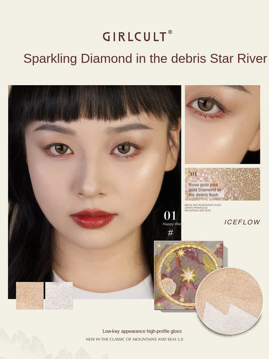 TT Shanhai Highlight Powder Thin and Glittering Matte Nose Shadow Repair Blush Highlight Makeup Palette