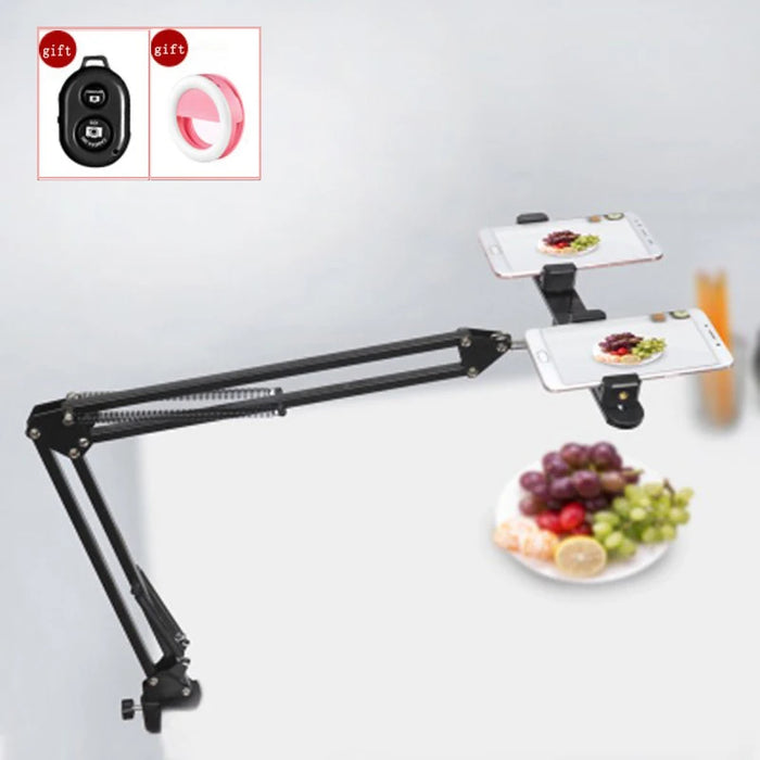 Photo Shooting Studio Selfie Arm Stand Mounting Bracket Adjustable Table Suspension Clip Holder Live Phone Photography