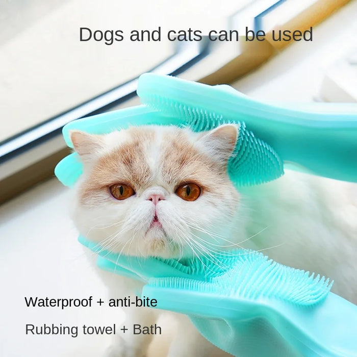 CX Pet Bath and Bath Gloves with Brush Anti-Scratch Anti-Bite Supplies