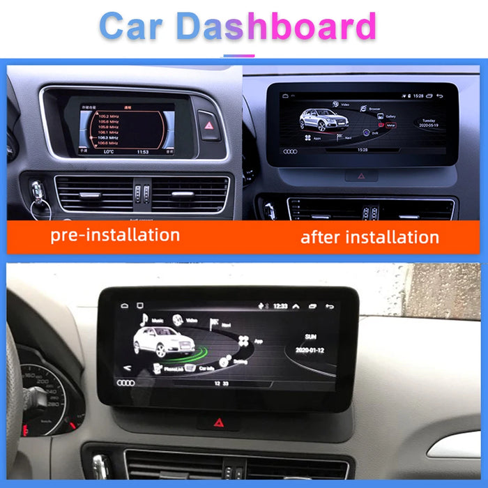 8 Core Android 12 System Car Stereo For Audi Q5 2009-2016 WIFI 4G SIM Split Screen BT GPS Navi Multimedia Wireless Carplay