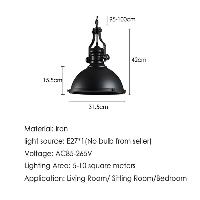Retro Industrial Vintage Pendant Lamp Chain Loft Dinging Ceiling Hanging Lights Black Iron Lampshade Metal Cage Kitchen Fixtures