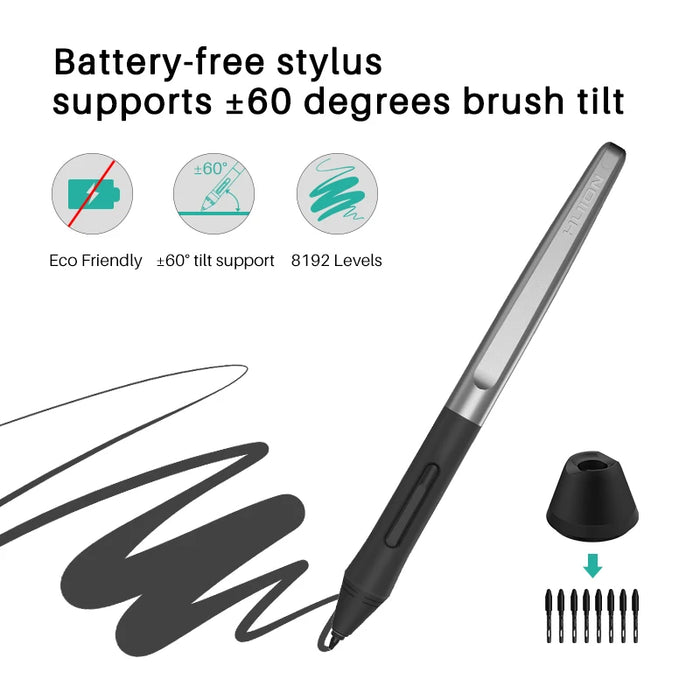 HUION H1060P Graphics Tablet 10x6.25 Inch Battery-Free Stylus Digital Drawing Tablet OTG Adapter Android Phone Connection