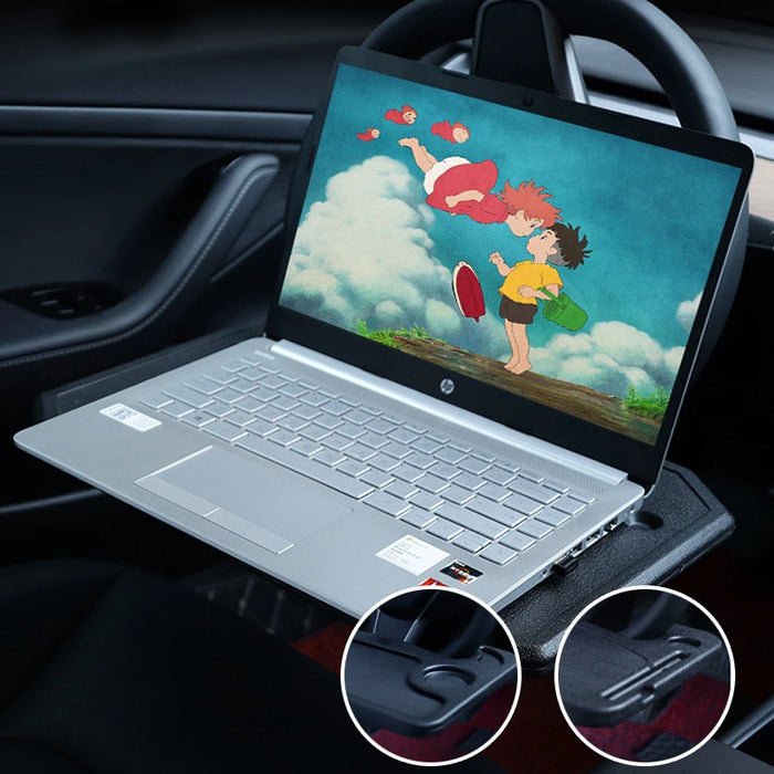 Car Steering Wheel Desk Multifunctional Portable Car Travel Table Coffee Holder Laptop Computer Rack and Food Steering Wheel