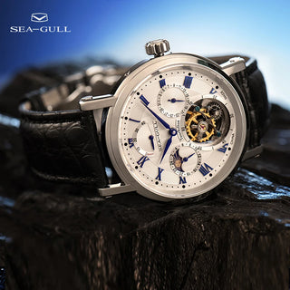 Seagull Tourbillon Watch Moon Phase Watch Men's Manual Mechanical Watch Multifunction Calendar Display Business Watch 818.927