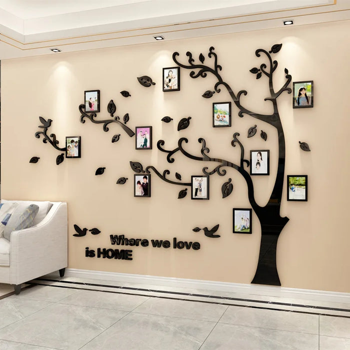 Wall Stickers Tree Photo Frame 3D Acrylic Mirror Wall Decals For Sofa TV Background Wall Decor DIY Family Photo Frame Stickers