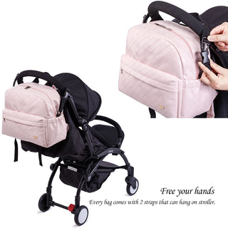 Soboba Fashionable Plaid Pink Diaper Bag for Mommies Large Capacity Well-Organized Space Maternity Backpack for Strollers