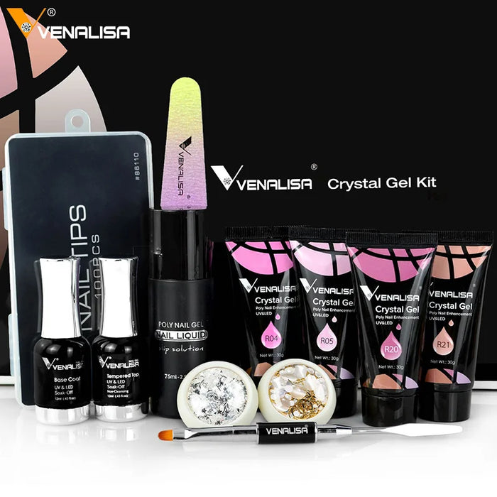 Venalisa 30g Crystal Gel Poly Nail Gel Kit Nail Art Clear Color Enalmel Varnish Nail Extension Gel Acrylic Nail Polish UV Gel