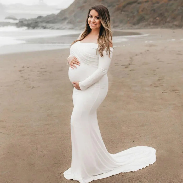 Long Sleeve Maxi Maternity Dress for Photography Props Elegant Pregnancy Clothes Pregnancy Dress Pregnant Photo Shoot Clothing