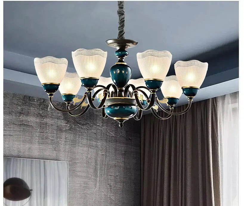 American-style living room wrought iron chandelier bedroom dining light pastoral light luxury villa lamps