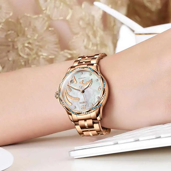 Lobinni Original Design Women Mechanical Watch Fashion Leather Ladies Wristwatch Waterproof relojes para mujer Automatic Watches