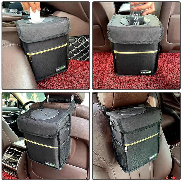 SANJODS Car Trash Can Waterproof Trash Bin Multifunction Car Bin Seat Back Garbage Dump Auto Organizer for Car Accessories