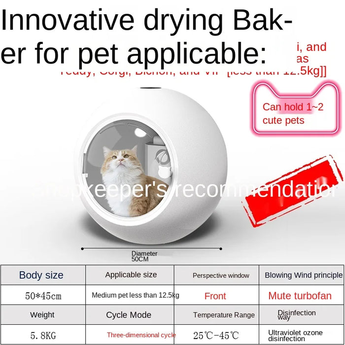 TT Drying Baker for Pet Household Water Blower Blowing Box Cat Dog Dryer Hair Drying Artifact