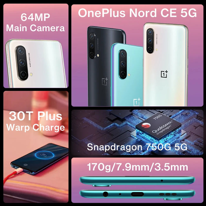 OnePlus Nord CE 5G Smartphone 8GB 128GB & 12GB 256GB Snapdragon 750G Warp Charge 30T Plus OnePlus Official