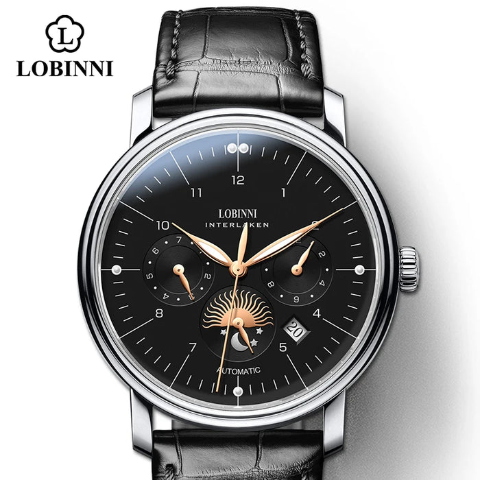 LOBINNI Business Seagull Movement Automatic Men Watch For Luminous Switzerland Perpetual Calendar Men's Mechanical Watch Fashion