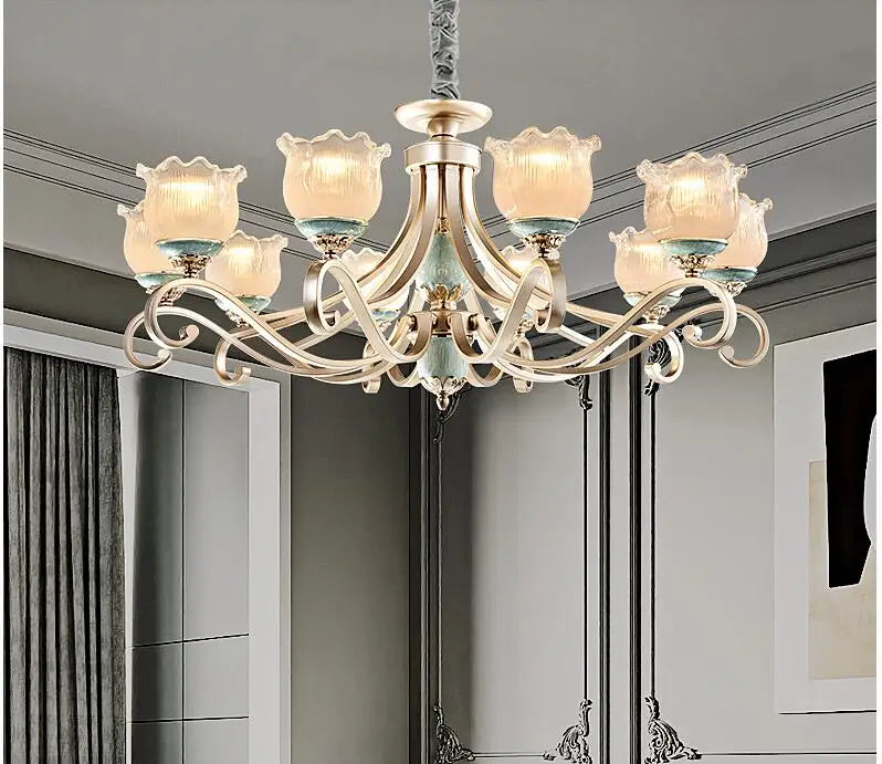 American style living room chandelier light luxury dining room bedroom lamp iron art lamps