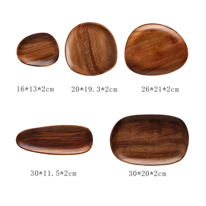 Solid Wood Round Dinner Plates Snack Fruit Dry Fruit Plate High-Quality Handmade Sushi Tea Tray Dessert Dinner Plate Tableware