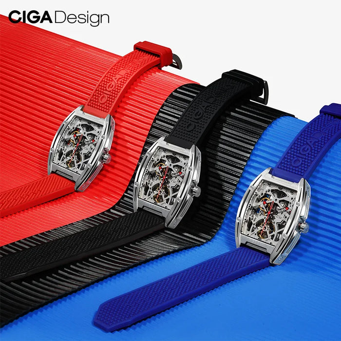 CIGA DESIGN 22mm Watchband Food-grade Waterproof Silicone Watch Strap for Automatic Mechanical Watch Stainless Steel Buckle