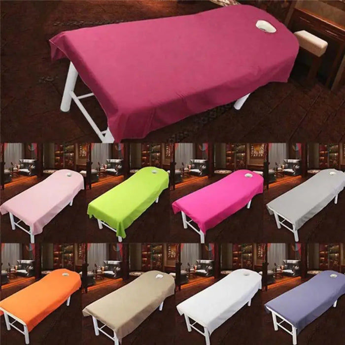 80cm*190cm Beauty Bedsheet Cosmetic Salon Sheets Spa Massage Treatment Polyester Table Cover Sheet with Hole Home Textile