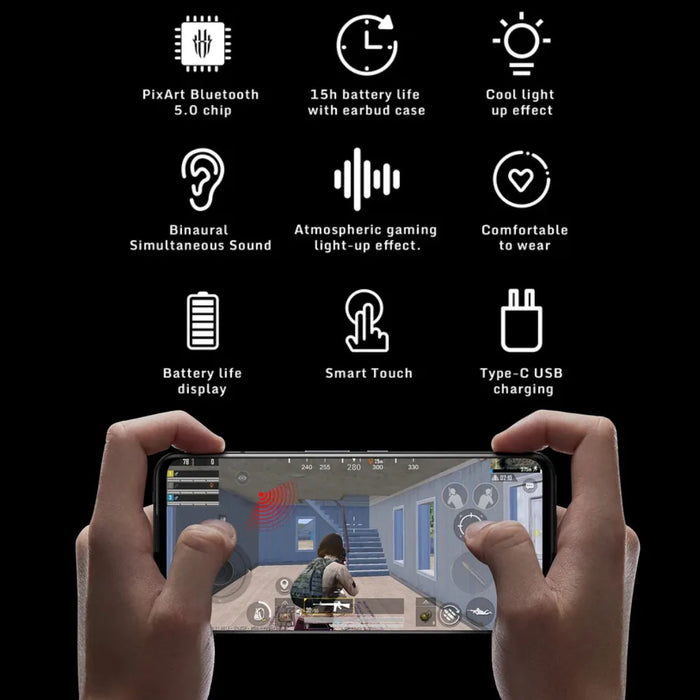 Global Version Original Nubia RedMagic TWS Gaming Earphones  Wireless Bluetooth Redmagic Cyberpods 4-16 hours battery life