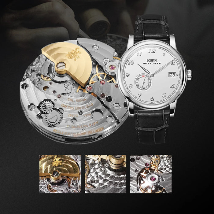 Lobinni Hangzhou 5000A Micro-Rotor Movement Men Automatic Watches Menchical Male Ultra-Thin Mens Wristwatch Business 1888