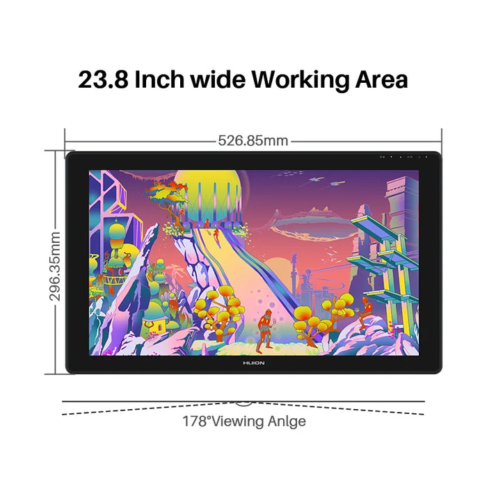 23.8 Inch HUION Kamvas 24 Plus Graphics Tablet Monitor with Screen IPS QLED Full Laminated 140% sRGB Drawing Display Digital Pen