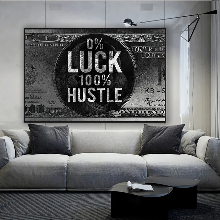 Wall Decor Painting Canvas Luck Hustle Printings On Wall Home Office Decor Pictures Modern Abstract Posters for Home Design