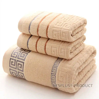 3 Pack Geometric Terry Towel Set For Bathroom 100% Cotton 1PC 70x140cm Bath Towel 2PCS 35x75cm Hand Face Towels For Adults