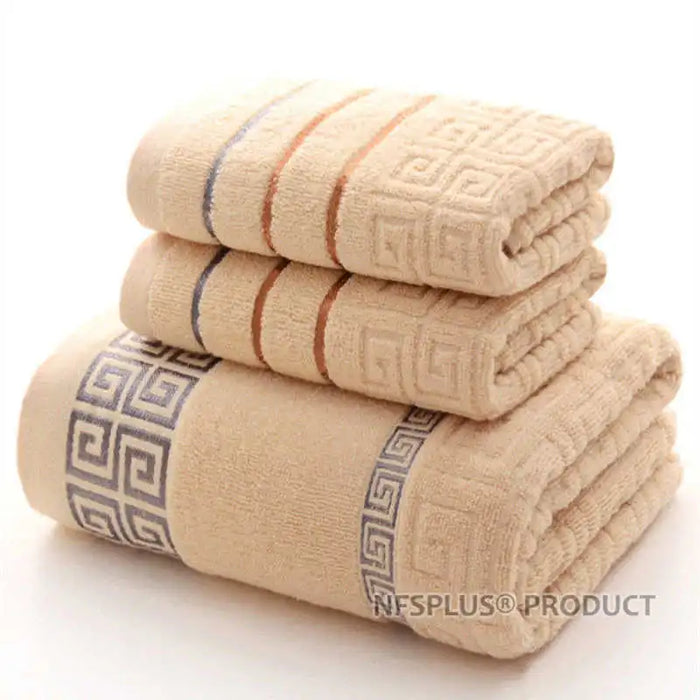 3 Pack Geometric Terry Towel Set For Bathroom 100% Cotton 1PC 70x140cm Bath Towel 2PCS 35x75cm Hand Face Towels For Adults