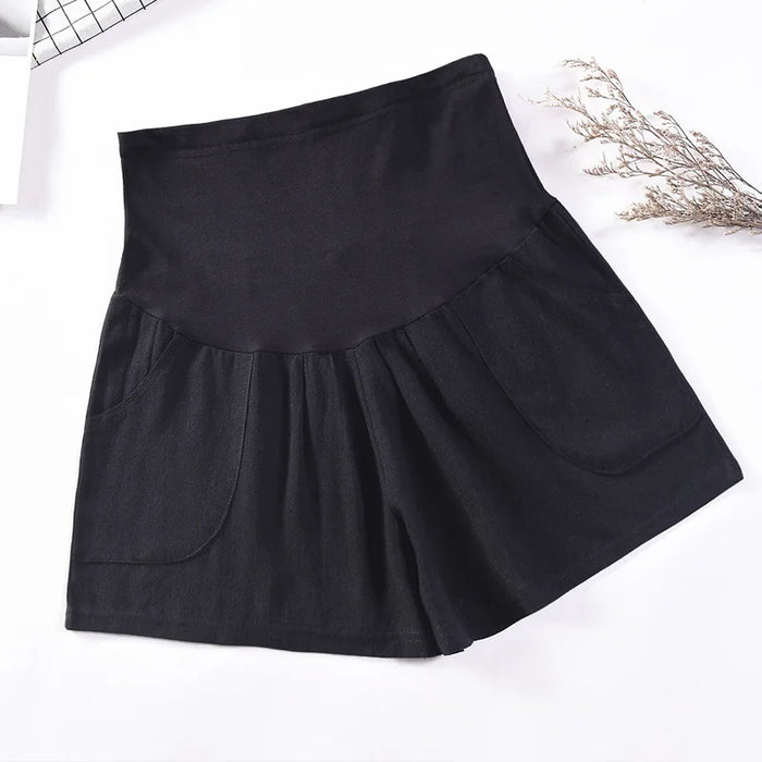 Cotton Linen Maternity Shorts Pregnant Women Summer Thin loose short Pants Pregnancy Outside Khaki Black Trousers