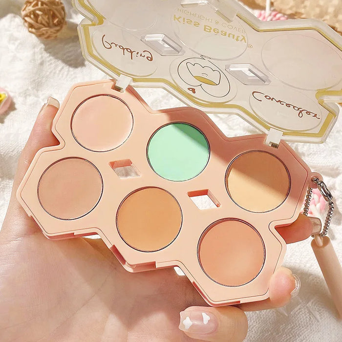 TT Six-Color Concealer Facial Spot Acne Marks Dark Circles Cover Natural Long Lasting Concealer Plate Makeup Oily Skin