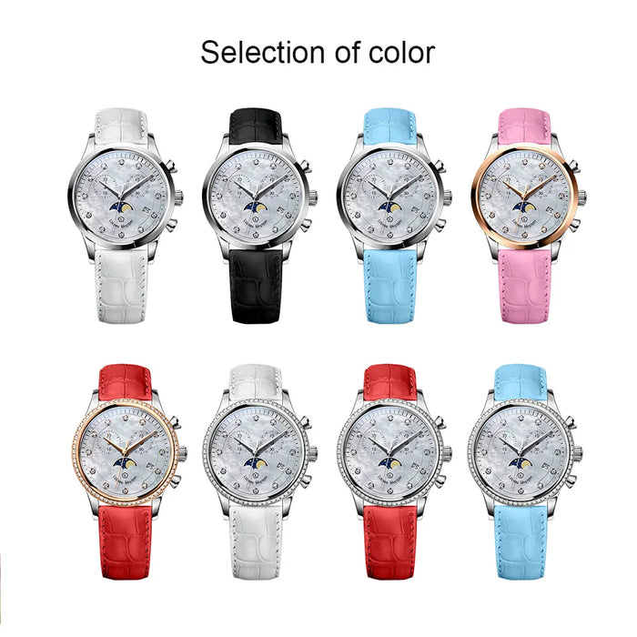 Lobinni Luxury Brand Women's WristWatch Ladies Japan Quartz Watch For Women Multifunction Waterproof Female Stop Watches 7006