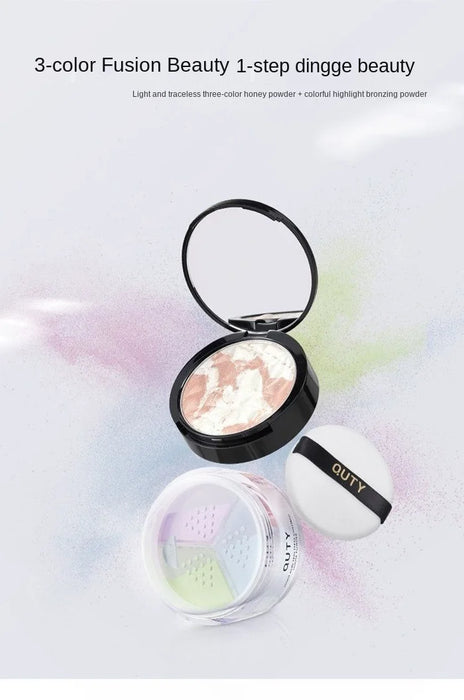 TT Qingying Seamless Three-Color Powder Finishing Powder Face Powder Oil Control Highlight Modification Waterproof Sweat-Proof