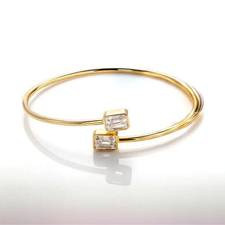 925 Sterling Silver Plated 18k Gold Bangle Bracelet  For Women Charm Bracelet EX Round Cut Moissanite Factory Supplier