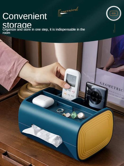 zq  Tissue Box Living Room Light Luxury Multi-Functional Creative Remote Control Home Cute Desktop Storage Box