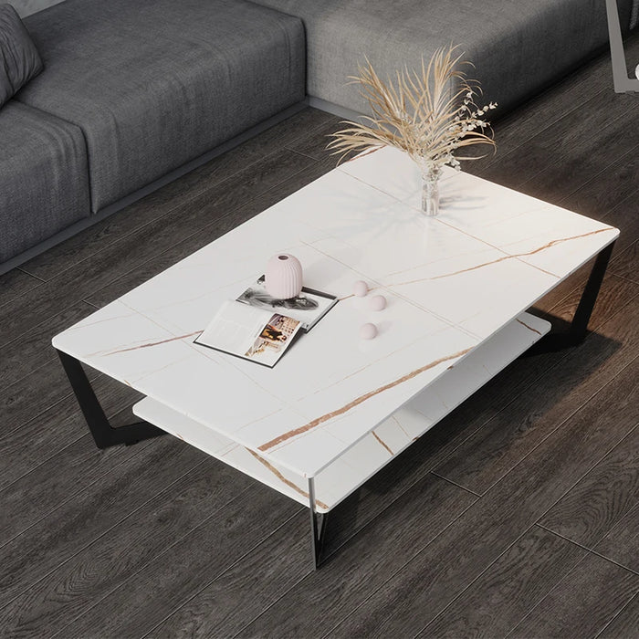 Cy Coffee Table Modern Minimalist Living Room Sofa Side Table Household Marble Stone Plate Small Apartment Table